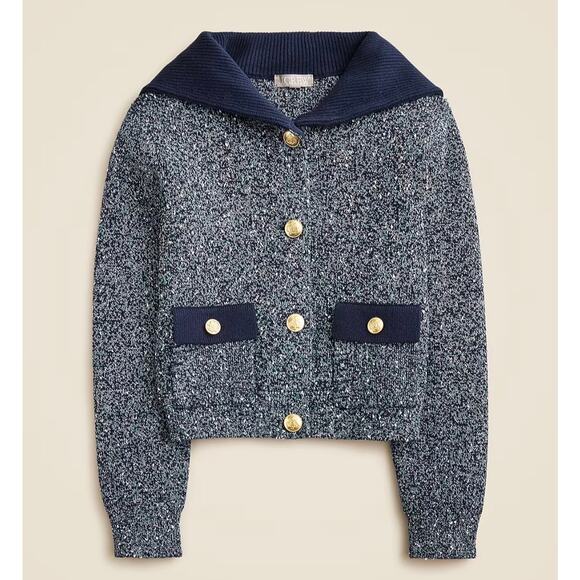 J.CREW Sweaters - J. Crew Marled Sailor-collar Cardigan Women's L Preppy